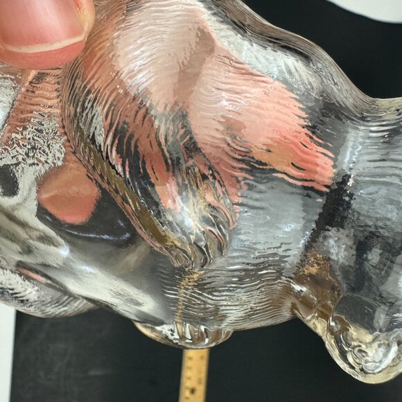 Vtg 1950s Clear Glass Bear Bank Snow Crest Beverages Salem Mass No Lid Top READ - Picture 10 of 13